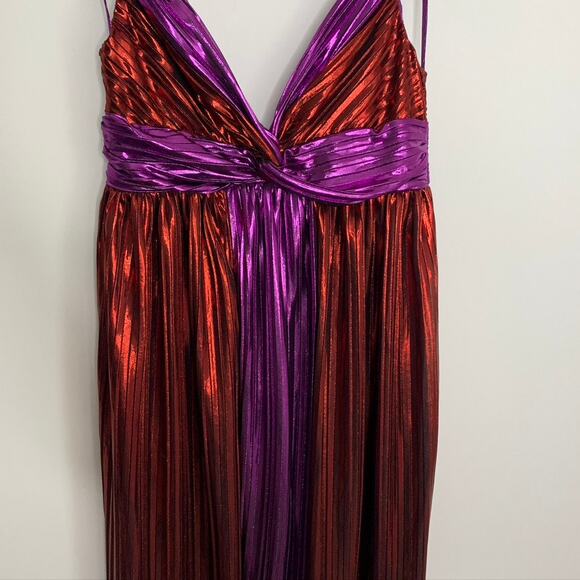 Sabina Musayev Women's Red Purple Kaia Two-Tone Foil Maxi Dress XL - Picture 7 of 16